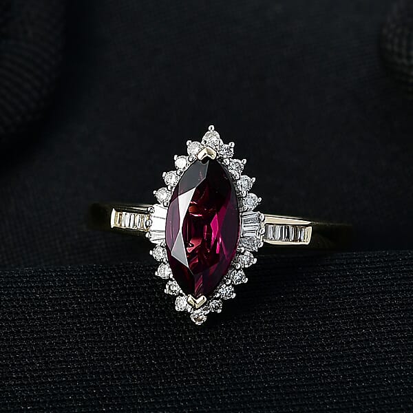 Shop Lc AAA Radiant Ember Garnet And Luxuriant Lab Grown Diamond E-F VS 2.15 Ctw Majestic Flame Ring In 10K Yellow Gold