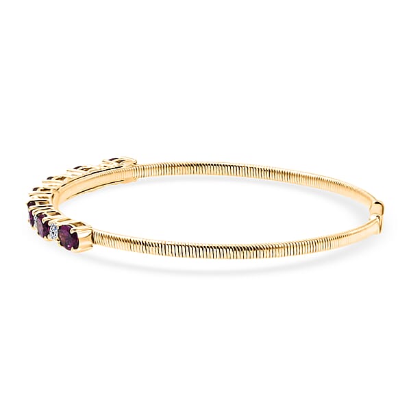 Shop Lc AAA Radiant Ember Garnet And Luxuriant Lab Grown Diamond E-F VS 4.40 Ctw Cuff Bracelet In 10K Yellow Gold (7.25 In)