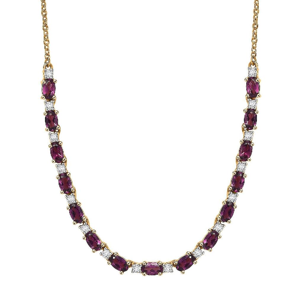 shop lc AAA Radiant Ember Garnet and Luxuriant Lab Grown Diamond G-H SI 5.60 ctw Royal Flame Line Necklace in 18K Vermeil Yellow Gold Over Sterling Silver 18-20 Inches