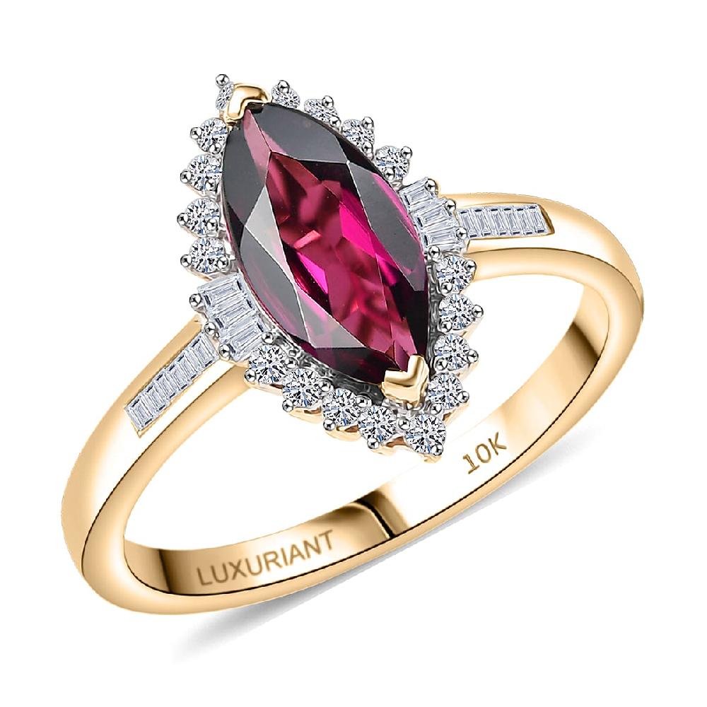 shop lc AAA Radiant Ember Garnet and Luxuriant Lab Grown Diamond E-F VS 2.15 ctw Majestic Flame Ring in 10K Yellow Gold