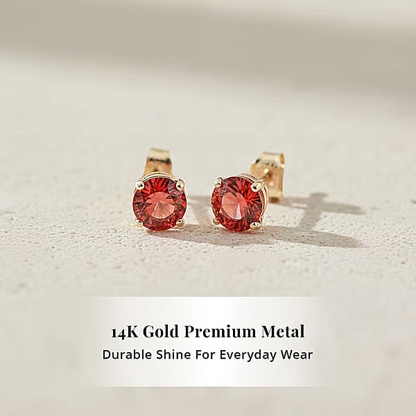 Shop Lc AAA Red Sapphire 1.10 Ctw Screw Post Earrings In 14K Yellow Gold