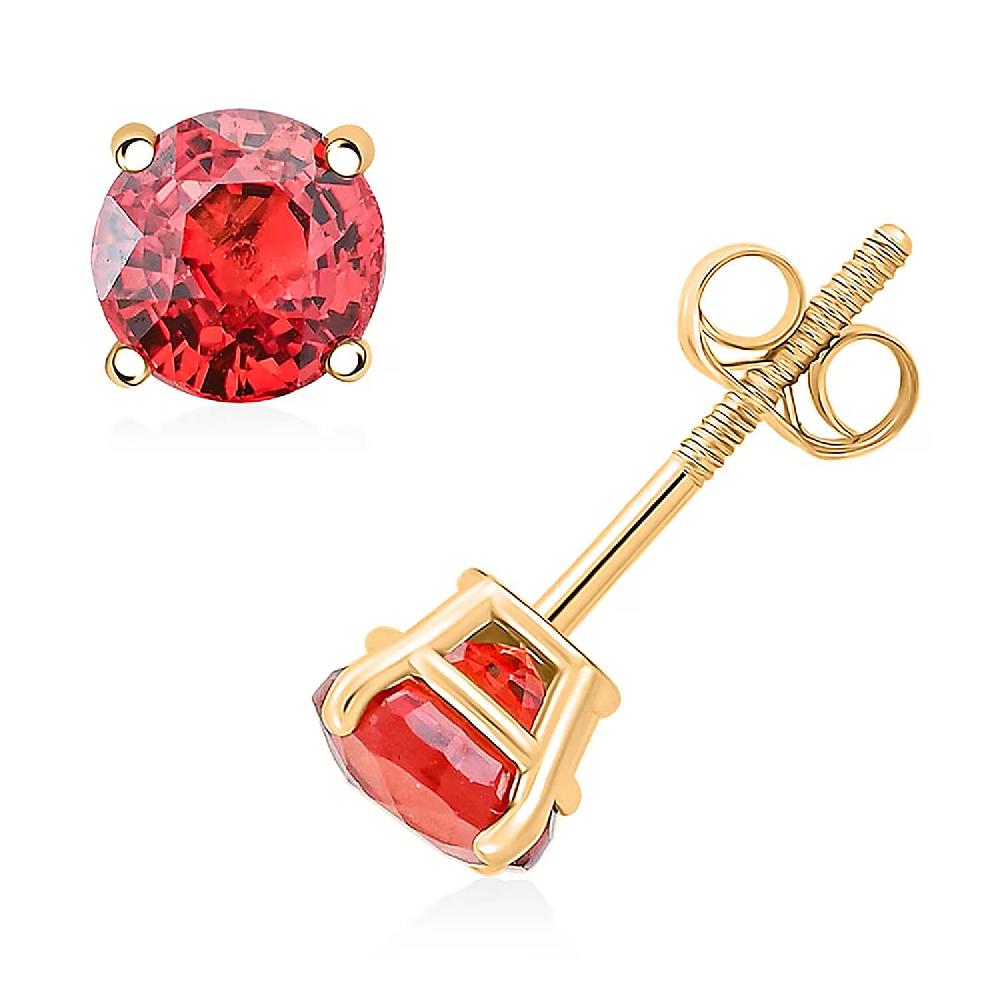 shop lc AAA Red Sapphire 1.10 ctw Screw Post Earrings in 14K Yellow Gold