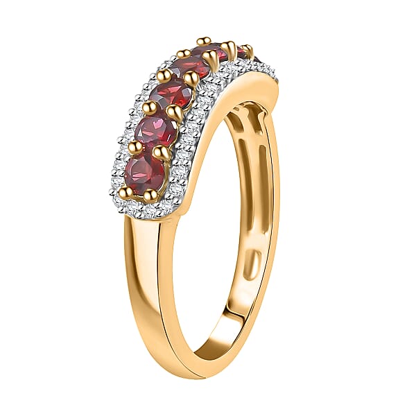 Shop Lc AAA Red Spinel And White Zircon 1.20 Ctw Ring In 14K Yellow Gold