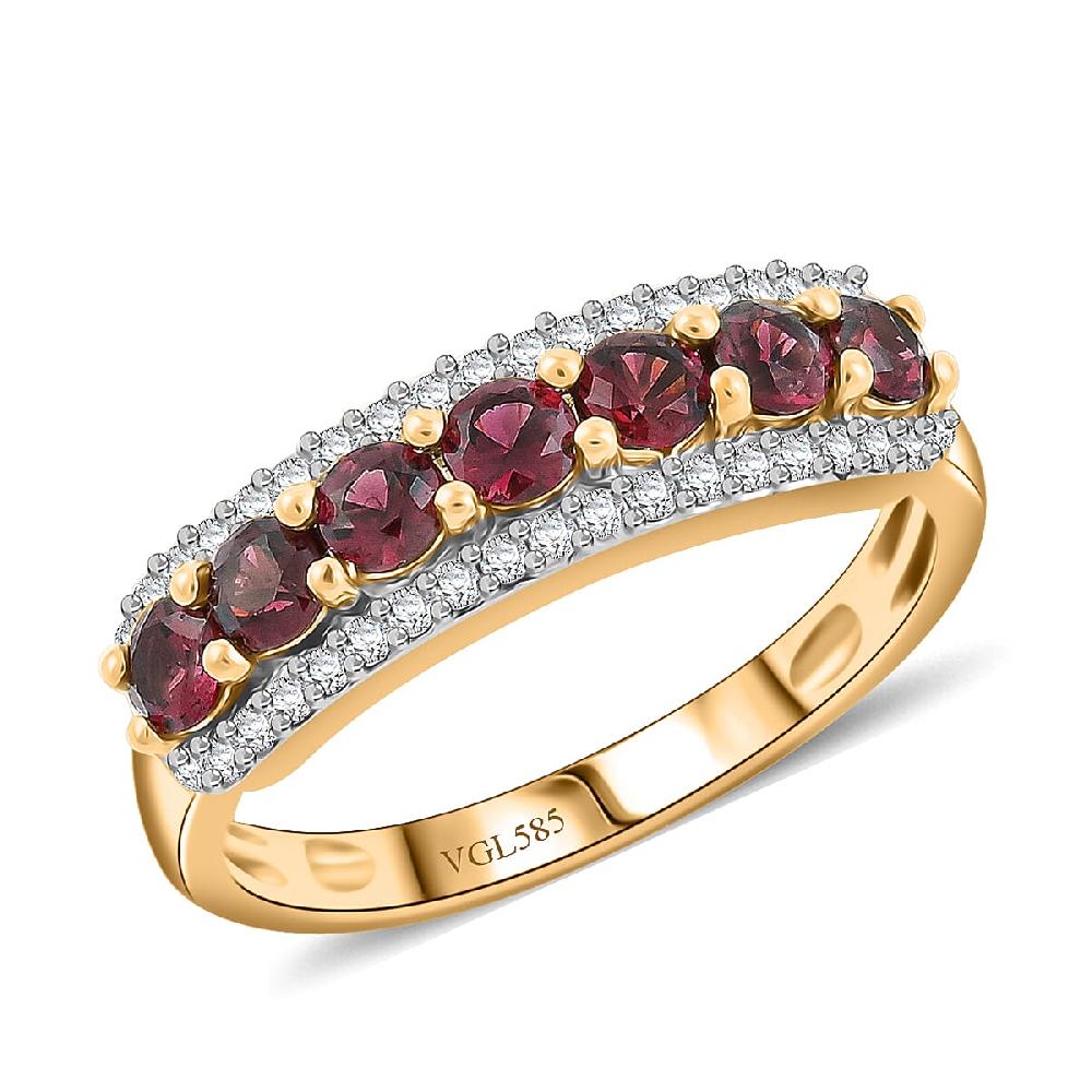 shop lc AAA Red Spinel and White Zircon 1.20 ctw Ring in 14K Yellow Gold