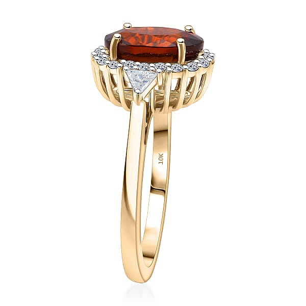 Shop Lc AAA Red Zircon And Luxuriant Lab Grown Diamond E-F VS 4.50 Ctw Crownfire Ring In 10K Yellow Gold