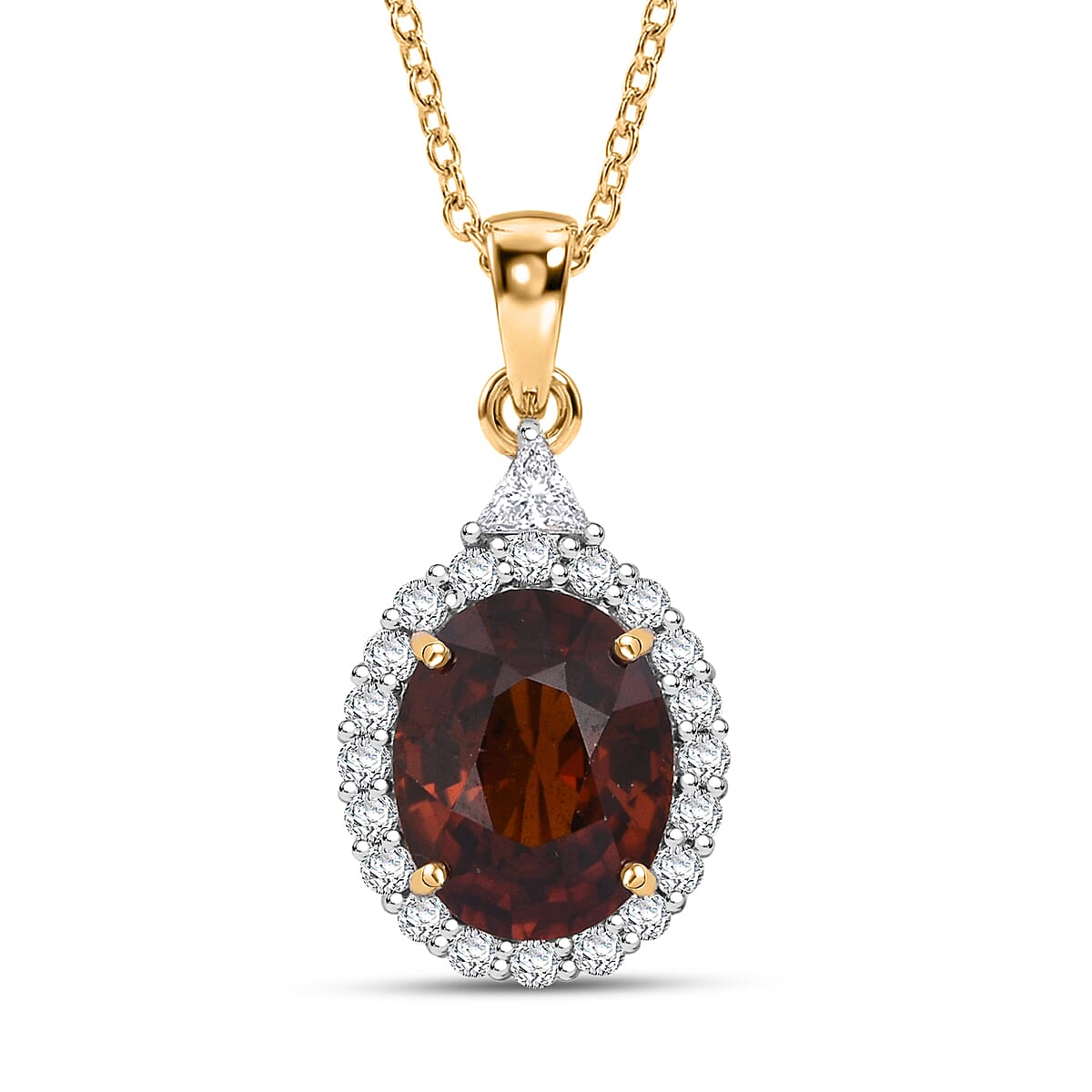 shop lc AAA Red Zircon and Luxuriant Lab Grown Diamond E-F VS 4.50 ctw Crownfire Pendant Necklace in 10K Yellow Gold 18 Inches