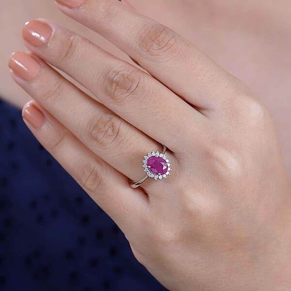 Shop Lc AAA Royal Ruby And G-H I2 Diamond 1.75 Ctw Ring In 10K White Gold