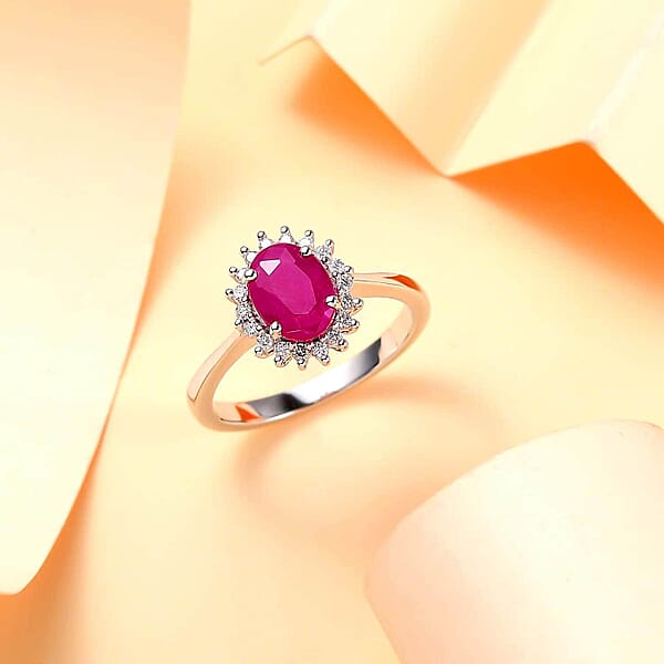 Shop Lc AAA Royal Ruby And G-H I2 Diamond 1.75 Ctw Ring In 10K White Gold