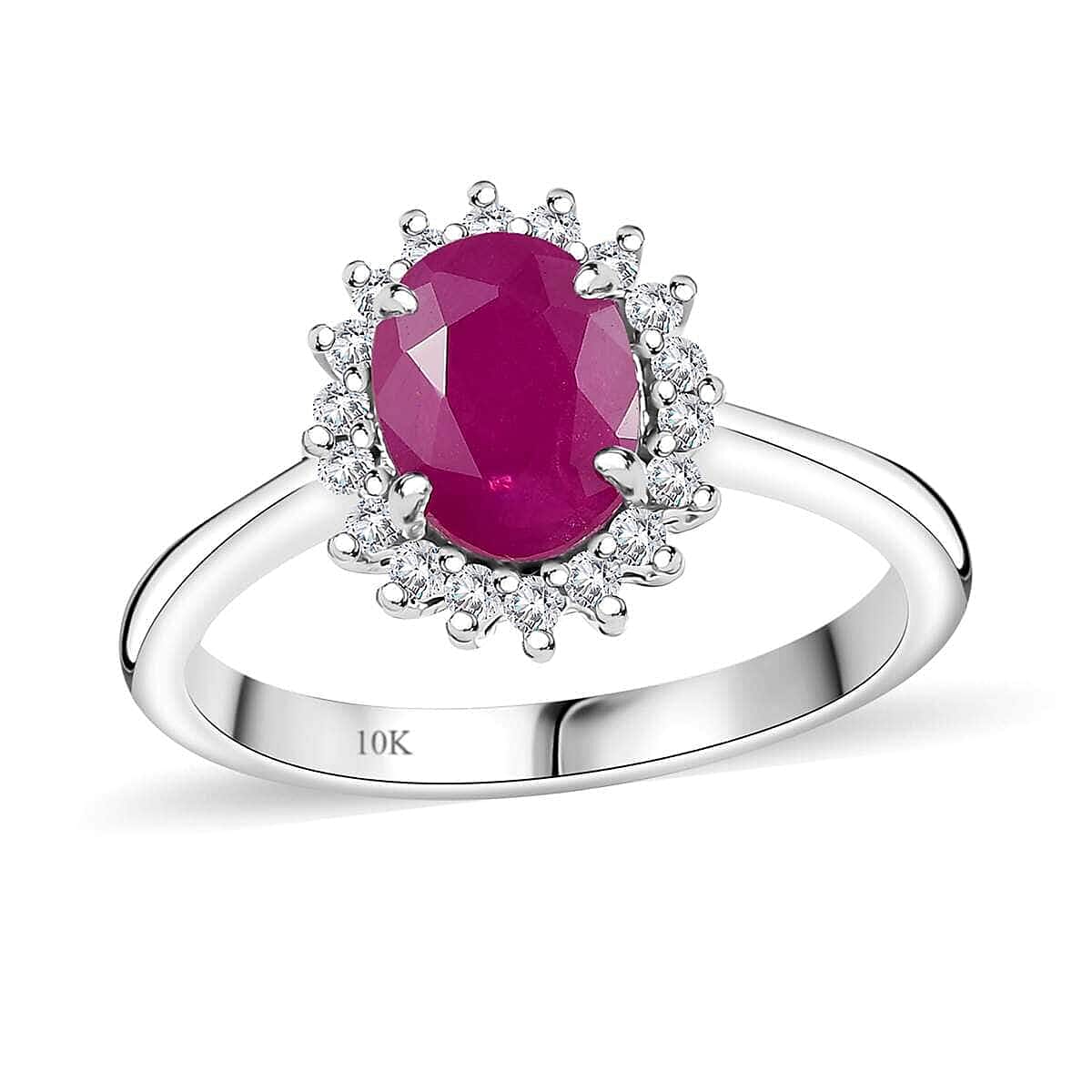 shop lc AAA Royal Ruby and G-H I2 Diamond 1.75 ctw Ring in 10K White Gold
