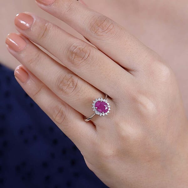 Shop Lc AAA Royal Ruby And G-H I2 Diamond 1.75 Ctw Ring In 10K White Gold