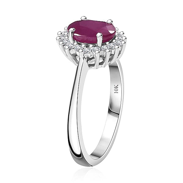 Shop Lc AAA Royal Ruby And G-H I2 Diamond 1.75 Ctw Ring In 10K White Gold