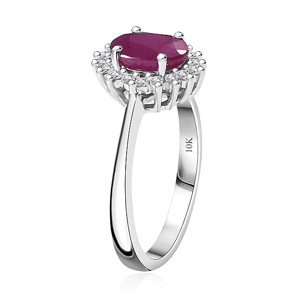 Shop Lc AAA Royal Ruby And G-H I2 Diamond 1.75 Ctw Ring In 10K White Gold