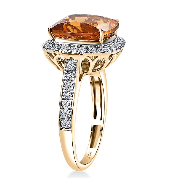 Shop Lc AAA Santa Ana Madeira Citrine And G-H SI Luxuriant Lab Grown Diamond 5.27 Ctw Ring In 10K Yellow Gold