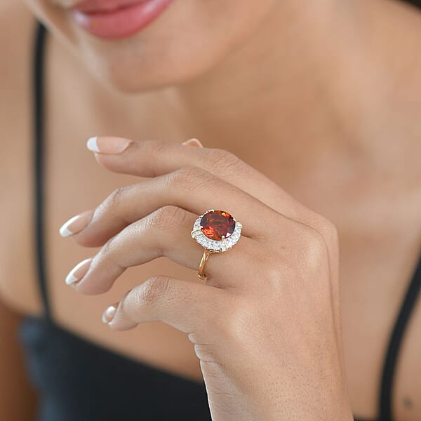 Shop Lc AAA Santa Ana Madeira Citrine Lab Grown Diamond Ring In 10K Yellow Gold 6.50 Ctw