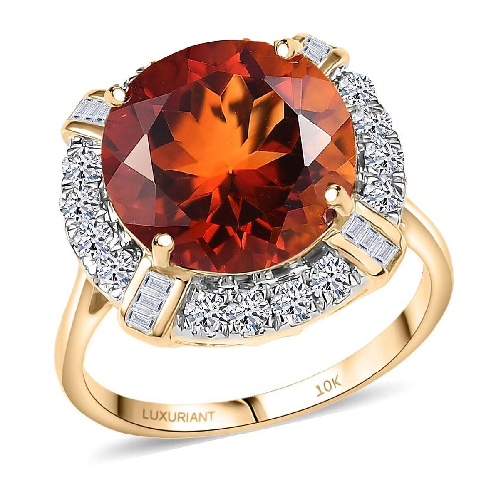 shop lc AAA Santa Ana Madeira Citrine Lab Grown Diamond Ring in 10K Yellow Gold 6.50 ctw