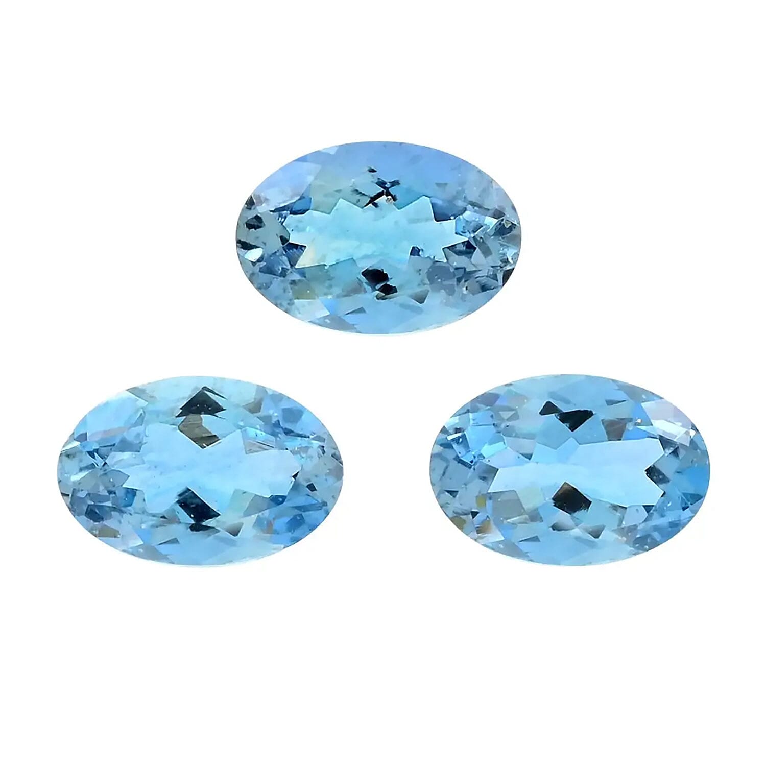 shop lc AAA Santa Maria Aquamarine Set of 3 (Ovl 6x4 mm) 1.00 ctw