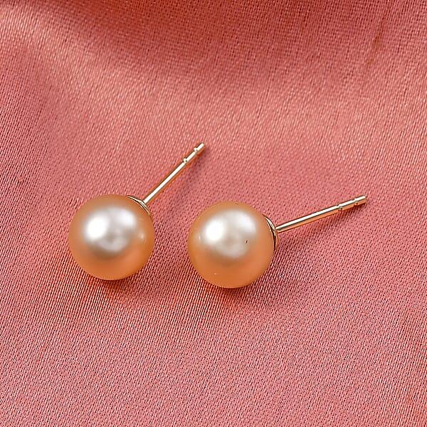 Shop Lc AAA South Sea Golden Cultured Pearl Stud Earrings In 10K Yellow Gold