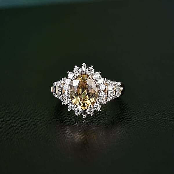 Shop Lc AAA Tanzania Yellow Zircon And Luxuriant Lab Grown Diamond 5.25 Ctw Golden Radiance Ring In 10K Yellow Gold