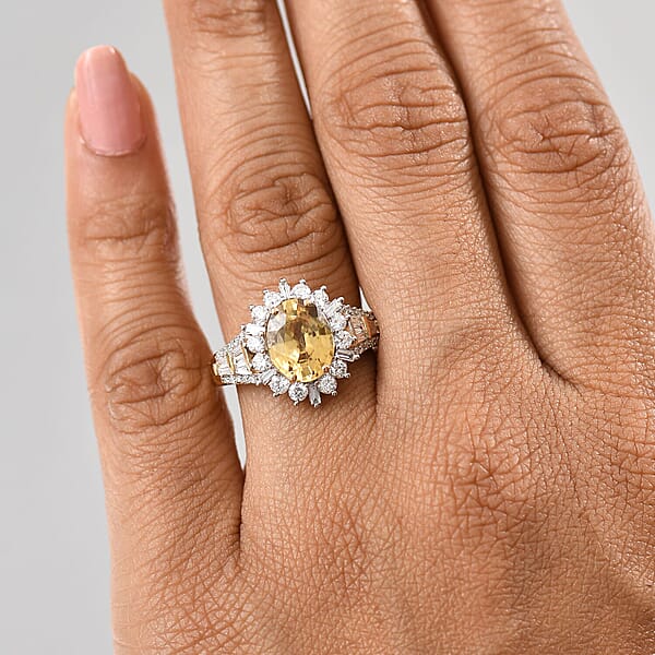 Shop Lc AAA Tanzania Yellow Zircon And Luxuriant Lab Grown Diamond 5.25 Ctw Golden Radiance Ring In 10K Yellow Gold