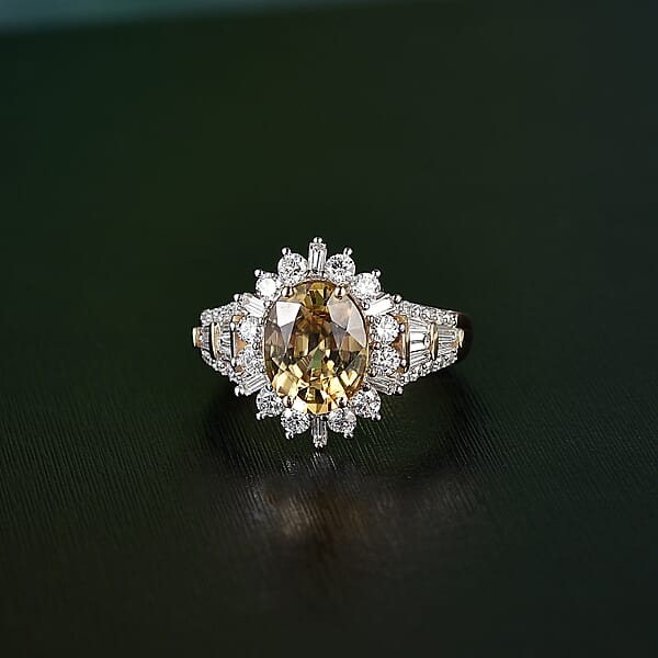 Shop Lc AAA Tanzania Yellow Zircon And Luxuriant Lab Grown Diamond 5.25 Ctw Golden Radiance Ring In 10K Yellow Gold
