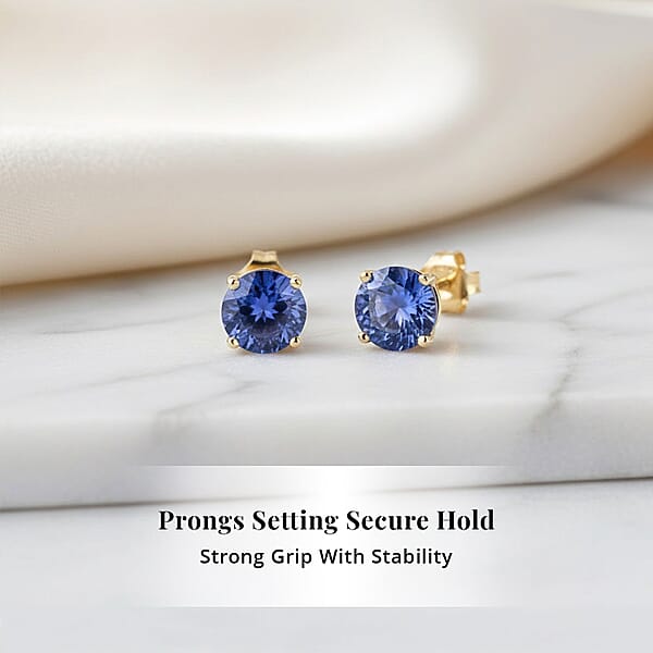 Shop Lc AAA Tanzanite 1.00 Ctw Screw Post Earrings In 14K Yellow Gold