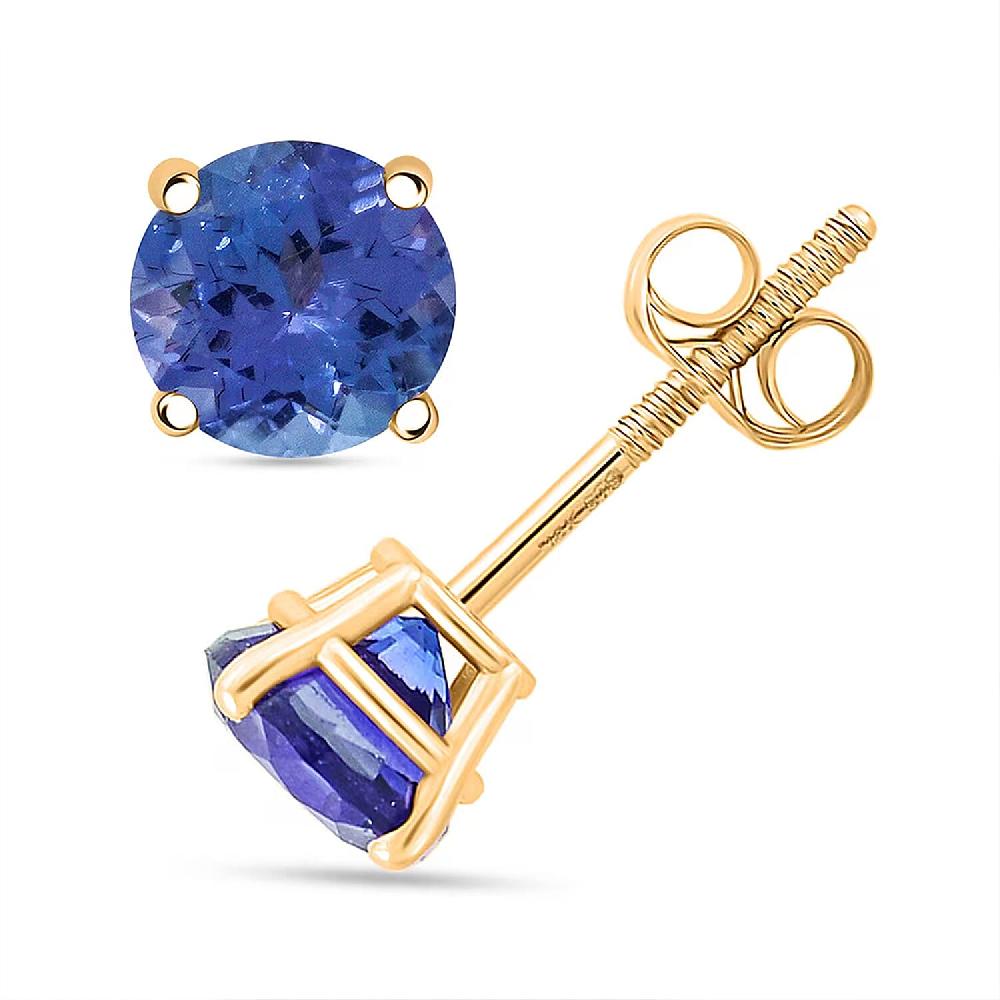 shop lc AAA Tanzanite 1.00 ctw Screw Post Earrings in 14K Yellow Gold