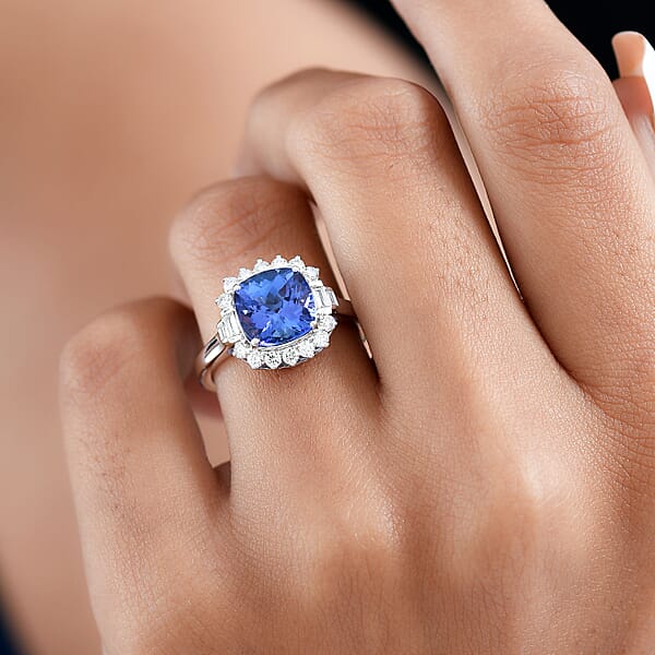 Shop Lc AAA Tanzanite Luxuriant Lab Grown Diamond Ring In 10K White Gold 3.80 Ctw