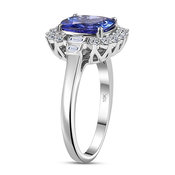 Shop Lc AAA Tanzanite Luxuriant Lab Grown Diamond Ring In 10K White Gold 3.80 Ctw