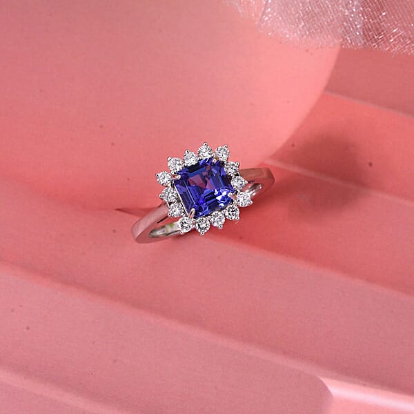 Shop Lc AAA Tanzanite Luxuriant Lab Grown Diamond Starburst Ring In 10K White Gold 2.50 Ctw