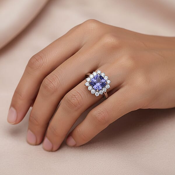 Shop Lc AAA Tanzanite Luxuriant Lab Grown Diamond Starburst Ring In 10K White Gold 2.50 Ctw