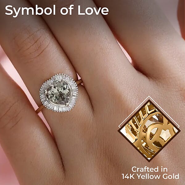 Shop Lc AAA Turkizite And Diamond 2.25 Ctw Heart Ring In 14K Yellow Gold Halo Ring Diamond Ring Wedding Rings Engagement Ring