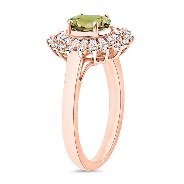 Shop Lc AAA Turkizite And Moissanite 2.48 Ctw Sunburst Ring In 18K Vermeil Rose Gold Over Sterling Silver (Del. In 10-12 Days)