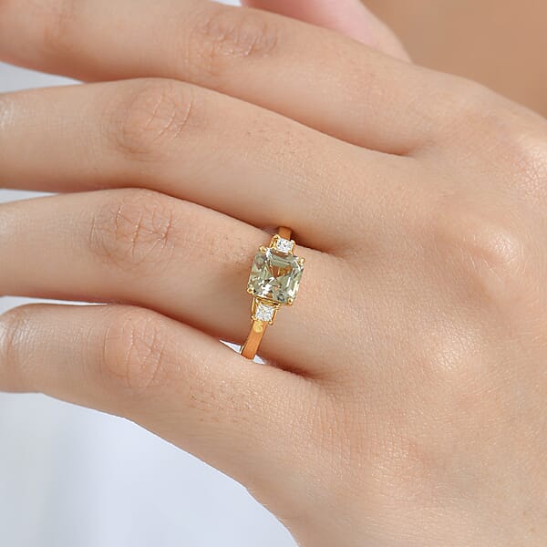 Shop Lc AAA Turkizite Luxuriant Lab Grown Diamond Ring In 18K Vermeil YG Over Sterling Silver 2.15 Ctw