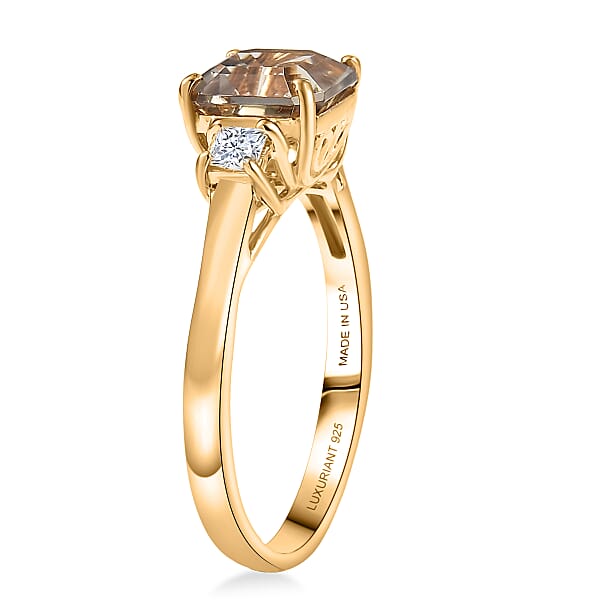 Shop Lc AAA Turkizite Luxuriant Lab Grown Diamond Ring In 18K Vermeil YG Over Sterling Silver 2.15 Ctw