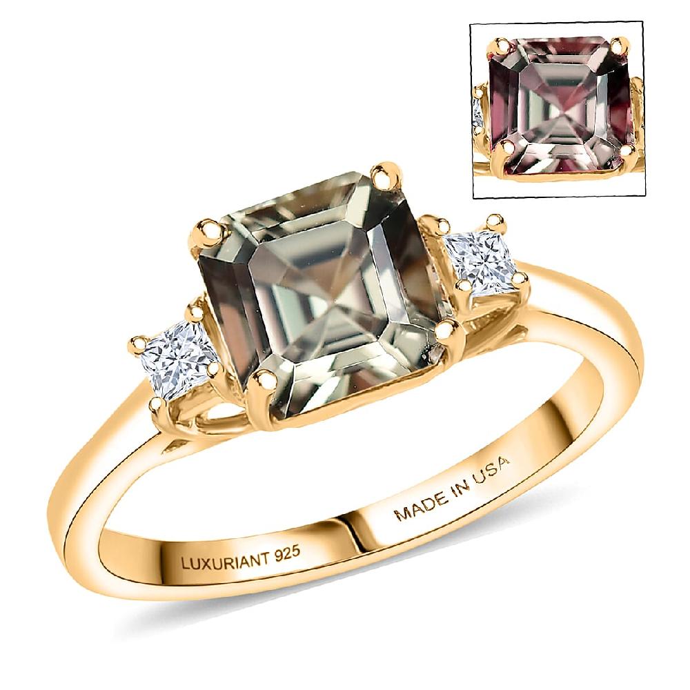 shop lc AAA Turkizite Luxuriant Lab Grown Diamond Ring in 18K Vermeil YG Over Sterling Silver 2.15 ctw