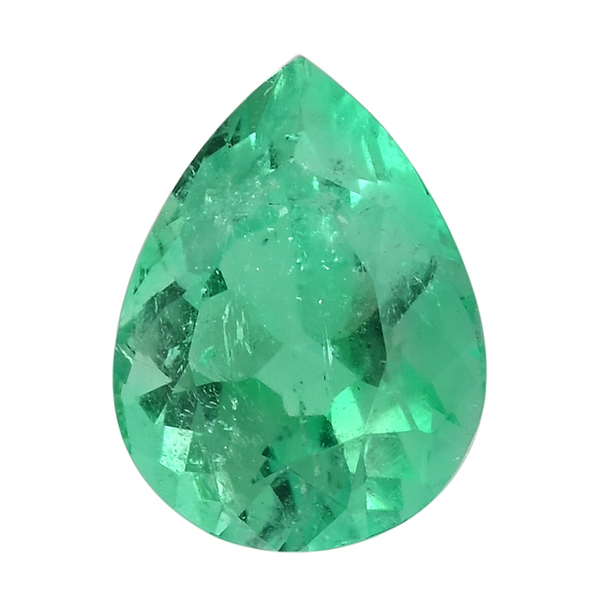 shop lc AAAA Boyaca Colombian Emerald (Pear Free Size) 1.00 ctw