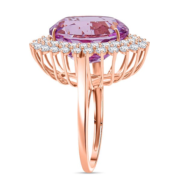 Shop Lc AAAA Patroke Kunzite Lab Grown Diamond Bloom Ring In 10K Rose Gold 14.50 Ctw