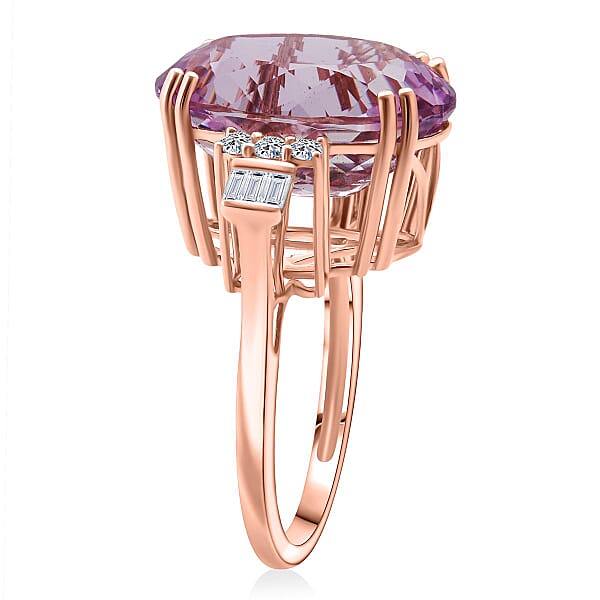 Shop Lc AAAA Patroke Kunzite Lab Grown Diamond Ring In 10K Rose Gold 17.00 Ctw