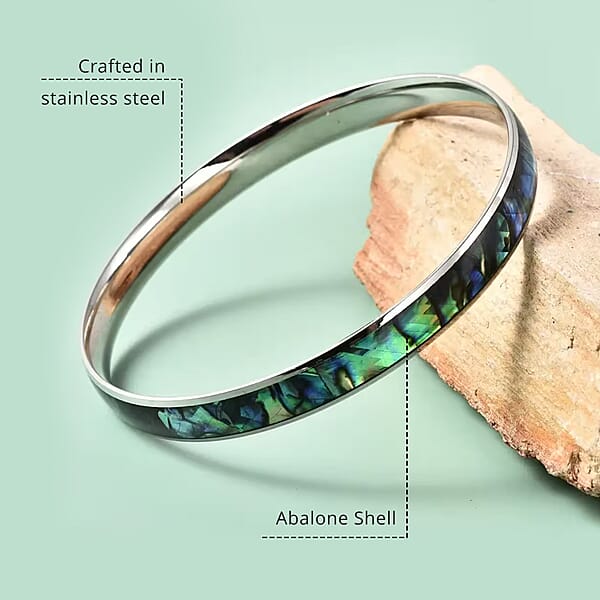 Shop Lc Abalone Shell Bangle Bracelet In Stainless Steel 8 Inches