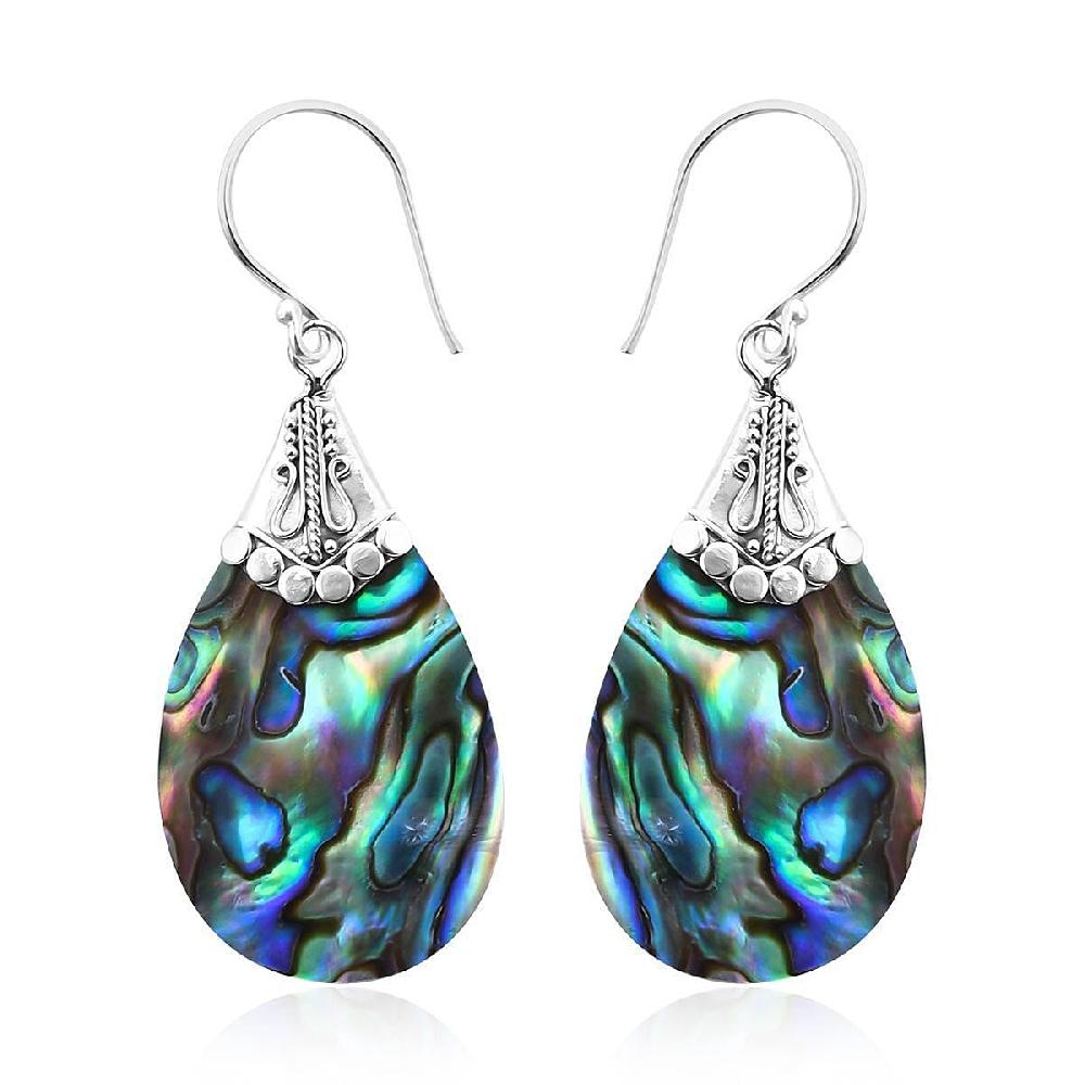shop lc Abalone Shell Dangle Earrings in Sterling Silver Drop Silver Earrings Beach Fashion Jewelry
