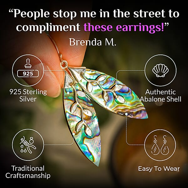 Shop Lc Abalone Shell Dangle Earrings In Sterling Silver Floral Silver Earrings Beach Fashion Jewelry