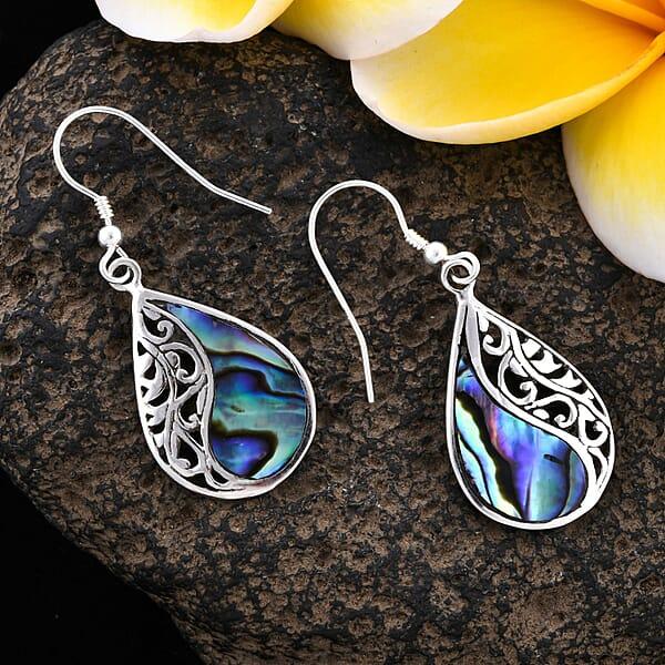 Shop Lc Abalone Shell Filigree Drop Earrings In Sterling Silver
