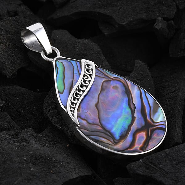 Shop Lc Abalone Shell Pear Pendant Without Chain In Sterling Silver