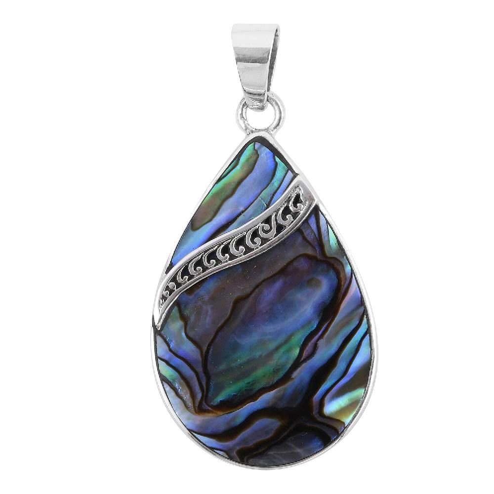 shop lc Abalone Shell Pear Pendant without Chain in Sterling Silver