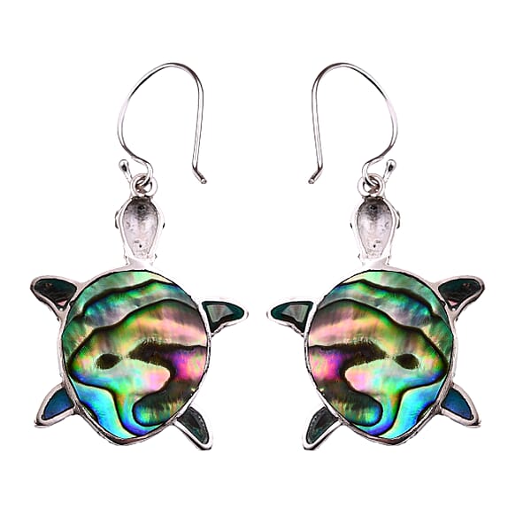 Shop Lc Abalone Shell Turtle Earrings In Sterling Silver