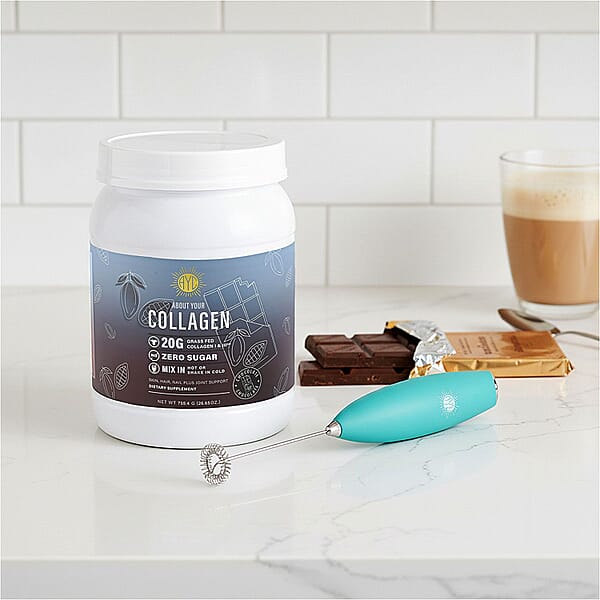 Shop Lc About Your Collagen Grass Fed Collagen I & II Dietary Supplement With Electric Frother (26.65oz) -Chocolate