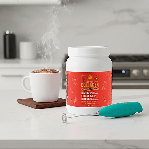 Shop Lc About Your Collagen Grass Fed Collagen I & II Dietary Supplement With Electric Frother (26.65oz) -Hot Chocolate