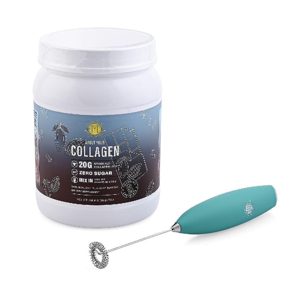 shop lc About Your Collagen Grass Fed Collagen I & II Dietary Supplement with Electric Frother (26.65oz) -Chocolate