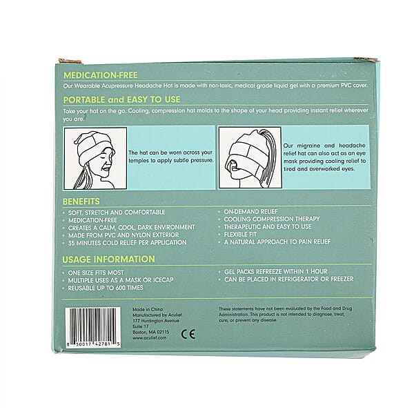 Shop Lc Aculief Wearable Acupressure Headache & Migraine Relief Hat- Teal