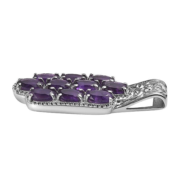 Shop Lc African Amethyst 4.20 Ctw Pendant Without Chain In Stainless Steel